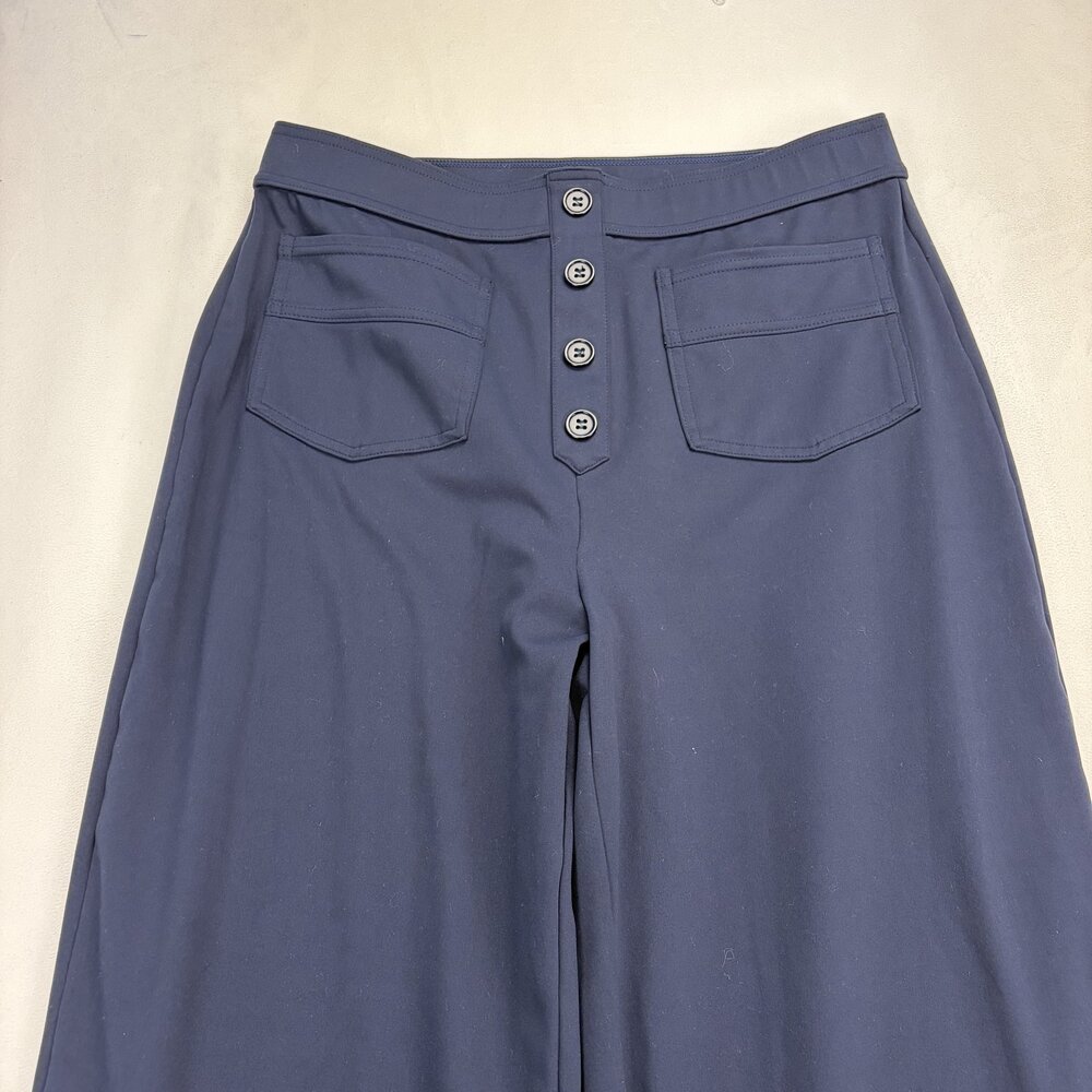 Halara Navy Wide-Leg Button-Front Trousers Size L - Picture 5 of 8